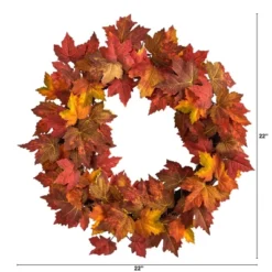 Nearly Natural 22β Maple Leaf Artificial Wreath