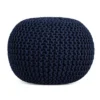 BirdRock Home Round Pouf Foot Stool Ottoman - Navy