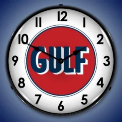 Collectable Sign & Clock | Gulf 1960 LED Wall Clock Retro/Vintage, Lighted