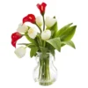 Nearly Natural 19-in Calla Lily & Tulips Artificial Arrangement In Decorative Vase