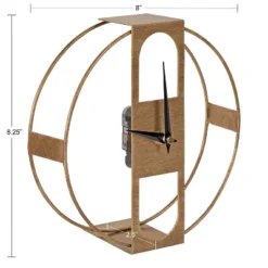 8" X 8" Urgo Numberless Metal Tabletop Clock Gold - Kate & Laurel All Things Decor