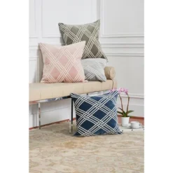 EY Essentials Mavis Ink Embroidered Velvet Throw Pillow