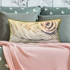 12"x24" Oversized Watercolor Peacock Feather Print Faux Linen Front With Velvet Back And Welt Lumbar Throw Pillow Beige - Edie@Home 10 12"x24" Oversized Watercolor Peacock Feather Print Faux Linen Front With Velvet Back And Welt Lumbar Throw Pillow Beige - Edie@Home -Home Improvement Store GUEST ecbb90a5 4b7f 46e4 884e 11bb58ca7688