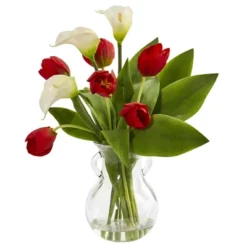 Nearly Natural 19-in Calla Lily & Tulips Artificial Arrangement In Decorative Vase -Home Improvement Store GUEST ece5be9f 2fc3 4ad2 85ce 54abd9016805