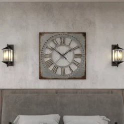 Metal Wall Clock With Distressing Gray - Olivia & May -Home Improvement Store GUEST edf01bf9 c441 4f49 a17f 6e921f9870ac