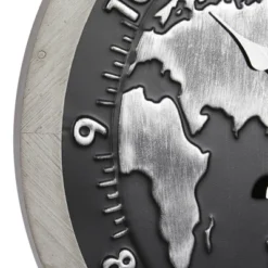 Metal World Map Wall Clock Black - Olivia & May -Home Improvement Store GUEST ef5adcd8 63e9 48ea bc76 db0a1a4eb5b8