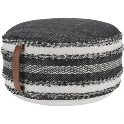 Mina Victory Woven Stripes Outdoor Pouf With Handle -Home Improvement Store GUEST efb546c9 67e7 4f0c 9601 b11eec1b55b5