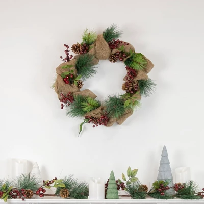 Northlight 4.5' X 5.5" Unlit Snow Dusted Pine Cones, Berries, And Long Pine Needles Artificial Christmas Garland 1 Northlight 4.5' X 5.5" Unlit Snow Dusted Pine Cones, Berries, And Long Pine Needles Artificial Christmas Garland