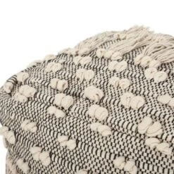 Hawley Handcrafted Boho Fabric Cube Pouf With Tassels Ivory - Christopher Knight Home -Home Improvement Store GUEST f046cf8e 90f4 4633 8dc0 95d1dc1910a5