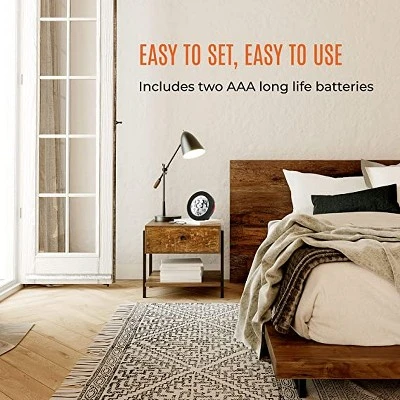 Marathon Round Atomic Alarm Clock With Push-Button Backlight, Indoor Temperature & 8 Time Zones 5 Marathon Round Atomic Alarm Clock With Push-Button Backlight, Indoor Temperature & 8 Time Zones - Image 5