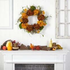 Nearly Natural 24” Fall Hydrangea Artificial Autumn Wreath -Home Improvement Store GUEST f1da4c89 53aa 4f64 ab63 b490b5cd5b28