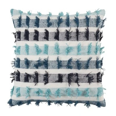 Saro Lifestyle Poly-Filled Striped Fringe Throw Pillow 3 Saro Lifestyle Poly-Filled Striped Fringe Throw Pillow - Image 3