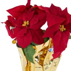Northlight 16" Red Artificial Christmas Poinsettia Arrangement With Gold Wrapped Pot -Home Improvement Store GUEST f5e0f2b5 ac52 4c24 b25e 3663c216e5d7