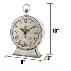 Round Worn Faith Table Clock White - Stonebriar Collection