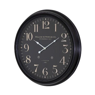 25" Round Iron Wall Clock Black - Yosemite Home Decor 1 25" Round Iron Wall Clock Black - Yosemite Home Decor