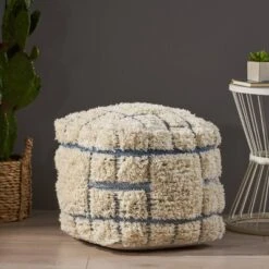 Allegra Boho Pouf Blue/White - Christopher Knight Home