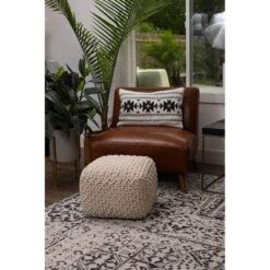 BirdRock Home Square Pouf Foot Stool Ottoman For Living Room & Bedroom - Natural -Home Improvement Store GUEST f82ce245 b7e6 4ff6 a48c 1402bbeb68ee