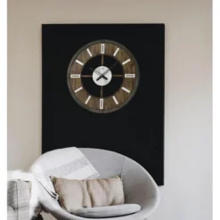 Seiko 24" Farmhouse Nari Wooden Wall Clock, Brown