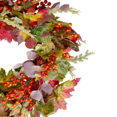 Northlight Leaves And Berries Artificial Fall Harvest Wreath - 20-Inch, Unlit 3 Northlight Leaves And Berries Artificial Fall Harvest Wreath - 20-Inch, Unlit - Image 3