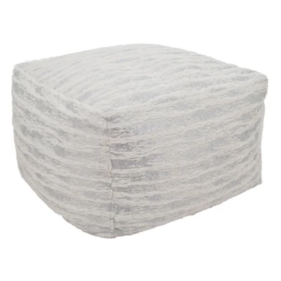 Saro Lifestyle Floor Pouf With Foil Print Faux Fur Design 9 Saro Lifestyle Floor Pouf With Foil Print Faux Fur Design - Image 9