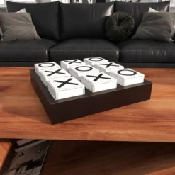 14" Contemporary Wooden Tic Tac Toe Sculpture Black - Olivia & May -Home Improvement Store GUEST f9e735ef 7275 4ddc a6db 95351bda06a4