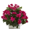Nearly Natural 31-in Bougainvillea Artificial Plant In White Tower Planter"