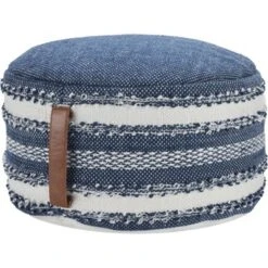 Mina Victory Woven Stripes Outdoor Pouf With Handle -Home Improvement Store GUEST ff52eb15 4698 433a adb3 7f1e1d178d41